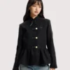 Women's Adidas Chinese New Year Peplum Black Wool Jacket
