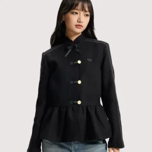 Women's Adidas Chinese New Year Peplum Black Wool Jacket