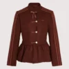 2026 Adidas Women’s Chinese New Year Peplum Brown Wool Jacket