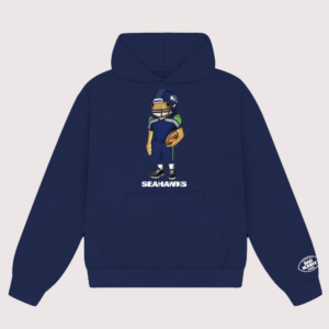 Unisex Bad Bunny x Seattle Seahawks Concho Pullover Navy Fleece Hoodie