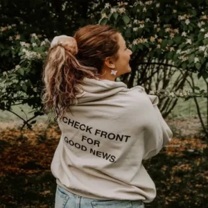 Jesus Loves You Check Front for Good News Sand Fleece Hoodie