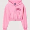Gap x MadHappy Full-zip Cropped Hoodie Light Pink