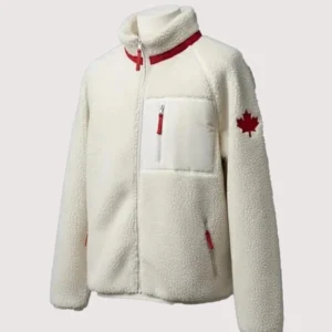Team Canada Heated Rivalry Shane Hollander White Sherpa Fleece Jacket