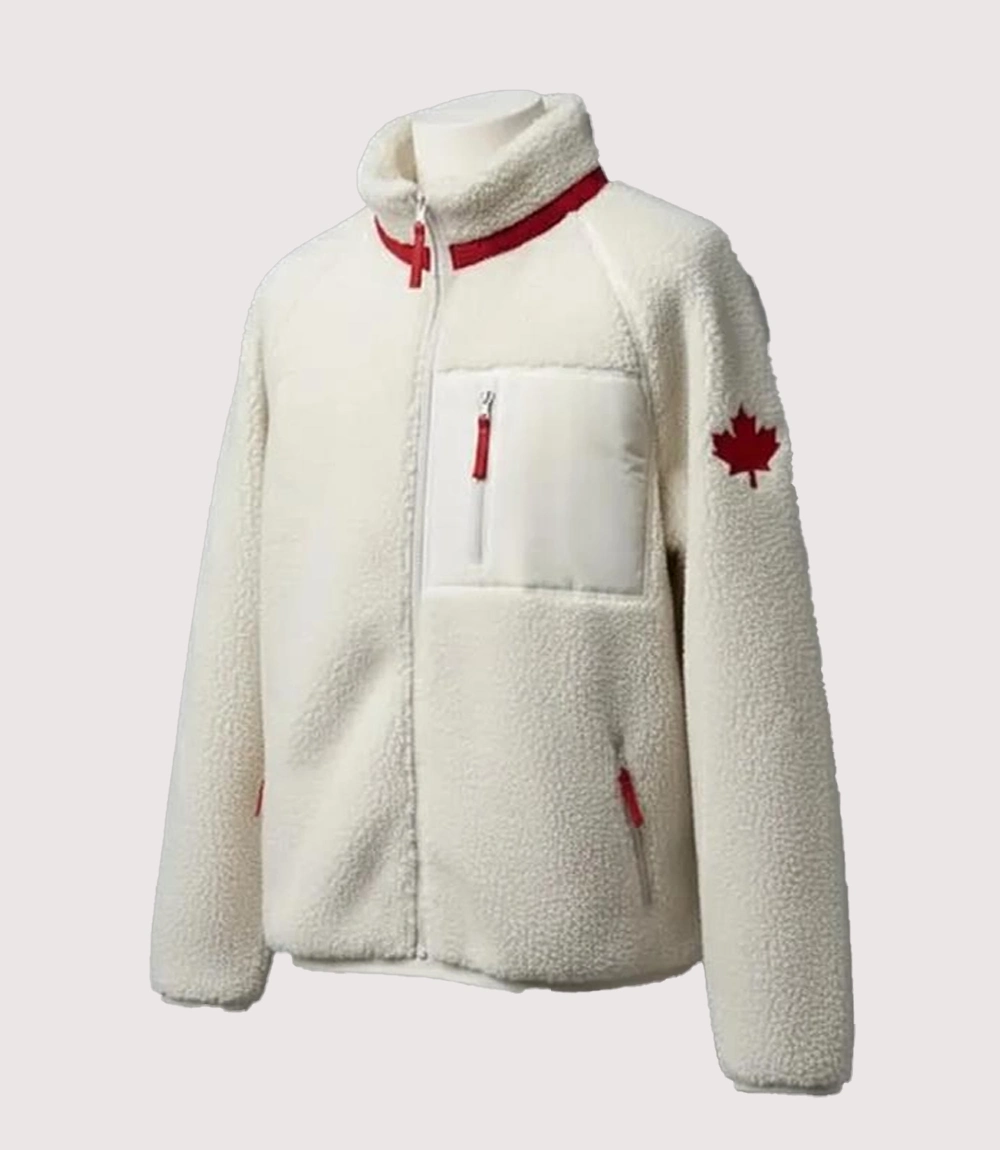 Team Canada Heated Rivalry Shane Hollander White Sherpa Fleece Jacket
