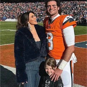 Jarrett Stidham Wife Fur Navy Blue Coat