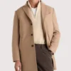 American Clothin Asymmetrical Camel Wool Overcoat For Men's