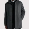 Men's Charcoal Grey Wool Zip-up Button Car Coat