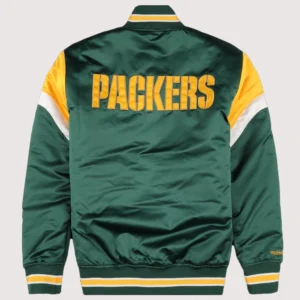 Unisex Mitchell & Ness Green Bay Packers Heavyweight Satin Varsity Jacket