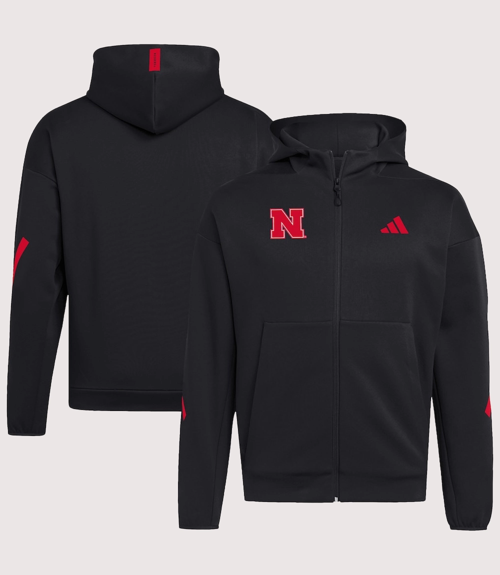 Unisex Nebraska Huskers adidas Z.N.E. Pullover Black Fleece Hoodie