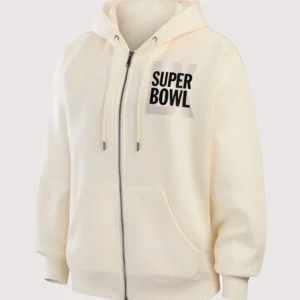 WEAR by Erin Andrews Super Bowl LX Full-Zip Beige Fleece Hoodie