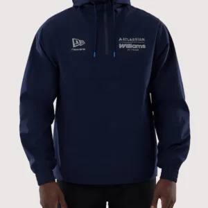 Unisex Williams Racing New Era Half Zip Windbreaker Navy Hooded Jacket