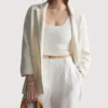 Women's White Cotton Knit Blazer
