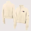 Shop Women's New England Patriots Nike Legacy Phoenix Fleece Cropped Half-Zip Cream Sweatshirt