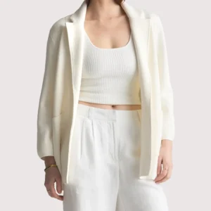Women's Cotton Knit Blazer White