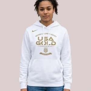 Women's USA Women's Hockey Nike White 2026 Winter Olympics Gold Medal Club Fleece Hoodie