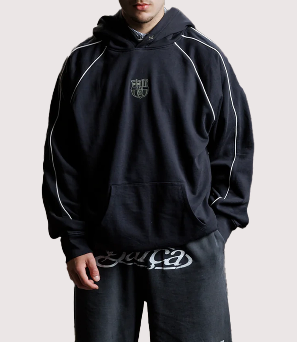 Barça Aftermatch Black Pullover Fleece Hoodie