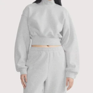 Aritzia Mock Neck Grey Fleece Sweatshirt