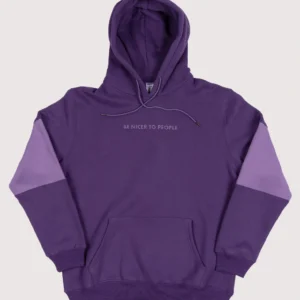 Be Nicer To People Colorblock Purple Pullover Hoodie