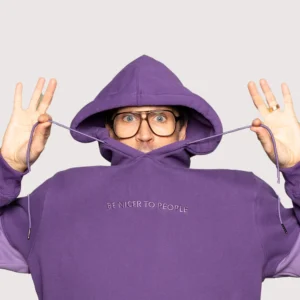Shop Be Nicer To People Colorblock Hoodie Purple