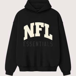 Shop Essentials Fear of God x NFL Sport Pullover Black Fleece Hoodie For Unisex