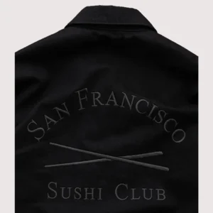 Shop Gap × Sushi Club Zip-up Black Denim Jacket For Unisex