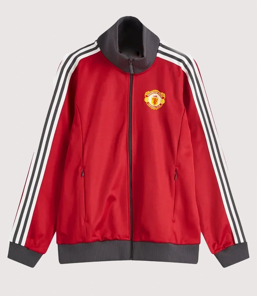 Jason Momoa Manchester United Zip-up Track Red Jacket For Sale