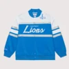 Detroit Lions Mitchell & Ness Head Coach Satin Jacket Blue
