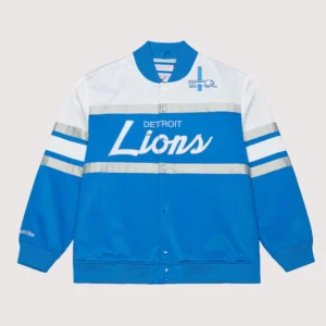 Detroit Lions Mitchell & Ness Head Coach Satin Jacket Blue