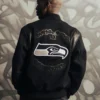 Seattle Seahawks Super Bowl LX Champions Fanatics x APEXER Full-Snap Artisan Black Bomber Varsity Jacket