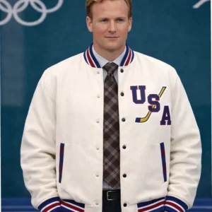 John Wroblewski Hockey Team USA 2026 Varsity White Jacket