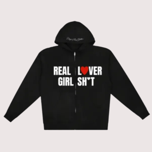 Megan Thee Stallion Real Lover Girl ShiT Black Zip-Up Fleece Hoodie