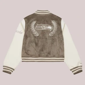 Women's Seattle Seahawks Tan Full-Snap Varsity Jacket