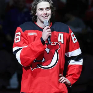 Buy Devils Jack Hughes New Jersey Red Breakaway Player Jersey