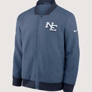 Unisex Nike Storm Blue New England Patriots 2025 Rivalries Collection Sideline Full-Zip Bomber Jacket