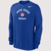 Unisex Nike USA Hockey Olympic Club Fleece Crewneck Blue Sweatshirt