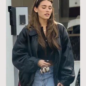 Oversized Madison Beer Street Style 2026 Black Leather Jacket