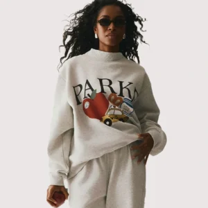 Unisex New York Graphic Parke Mockneck Grey Pullover Fleece Sweatshirt