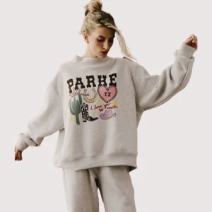 Shop Parke Texas Graphic Parke Mockneck Grey Pullover Fleece Sweatshirt