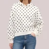 Gap Polka Dot Relaxed Mini-Logo Cropped White Fleece Hoodie