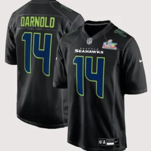 Seattle Seahawks Nike Super Bowl LX Sam Darnold Patch Jersey Black