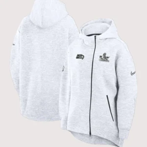 Seattle Seahawks Nike Heather Grey Super Bowl LX Opening Night Tech Fleece Full-Zip Hoodie