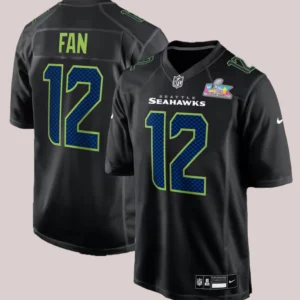 Buy Seattle Seahawks 12s Nike Black Super Bowl LX Patch Jersey