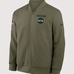 2026 Seattle Seahawks Nike Salute to Service Bomber Jacket Olive Green