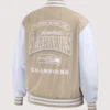 Seattle Seahawks WEAR by Erin Andrews Tan Super Bowl LX Champions Tonal Full-Zip Bomber Jacket