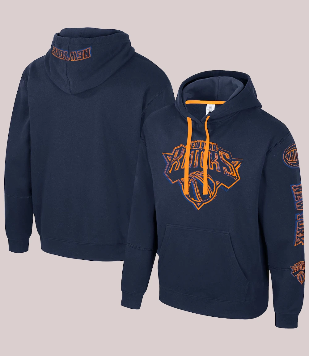 Unisex Stadium Essentials New York Knicks Elementized Pullover Navy Fleece Hoodie