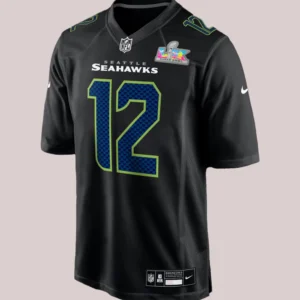 Seattle Seahawks 12s Nike Black Super Bowl LX Patch Jersey Black