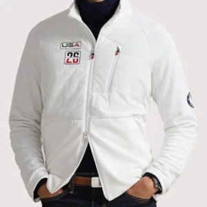 Shop Polo Ralph Lauren Team USA Hybrid Zip-up White Jacket