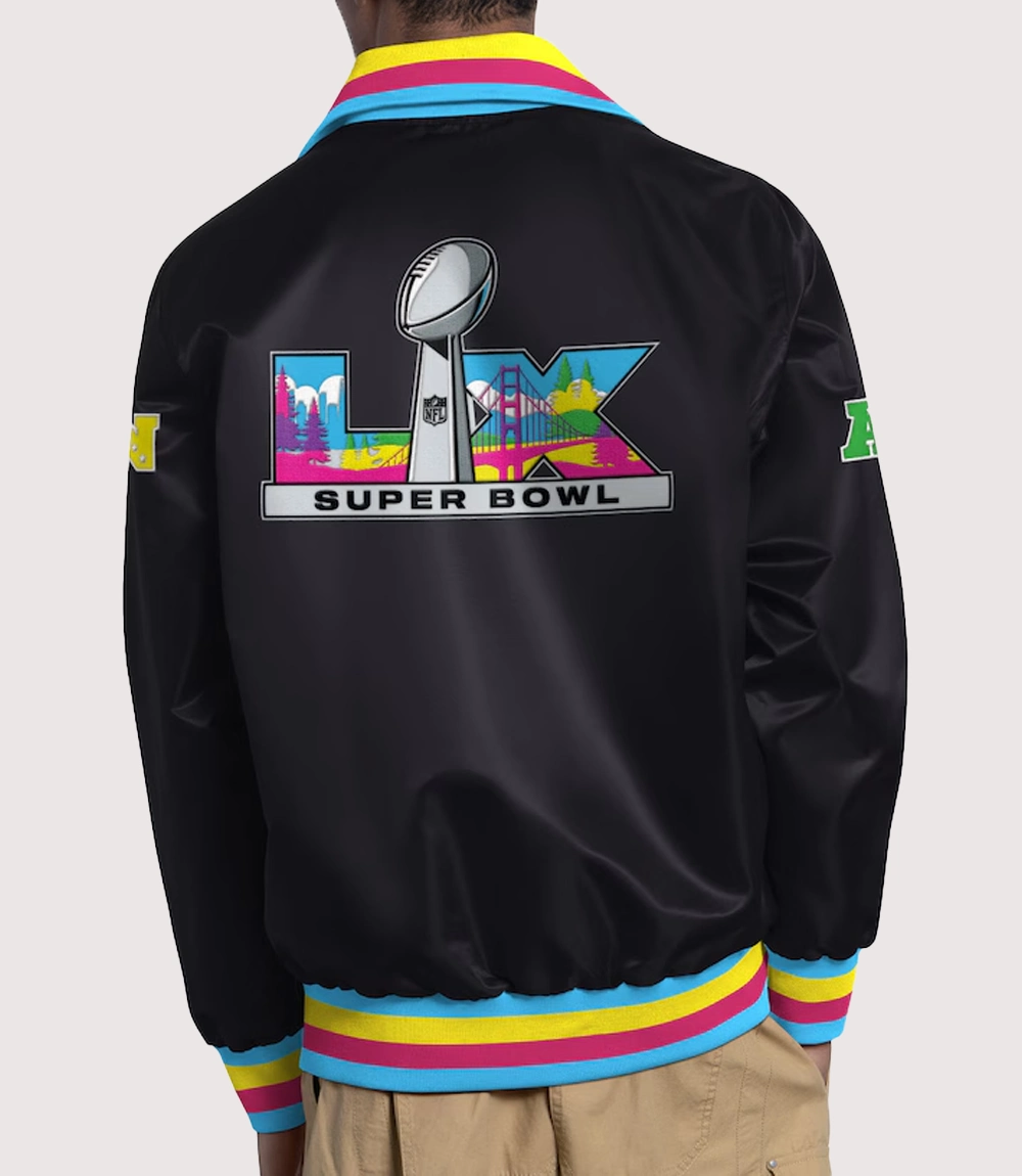 Super Bowl LX Starter Black Captain Full-Zip Varsity Jacket