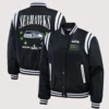 Women's Seattle Seahawks WEAR by Erin Andrews Black Super Bowl LX Champions Full-Snap Bomber Jacket