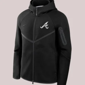 Atlanta Braves Nike Tech Fleece Raglan Full-Zip Windrunner Hoodie Black